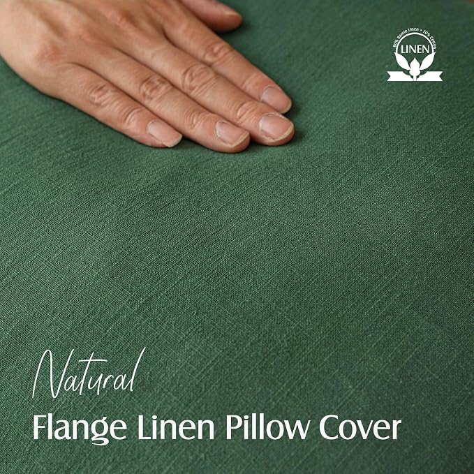 Foindtower Pack of 2, Decorative Linen Solid Throw Pillow Covers Soft Accent Lumbar Cushion Case Boho Farmhouse Pillowcase for Chair Couch Sofa Bedroom Living Room Home Decor 12 x 20 Inch Pine Green