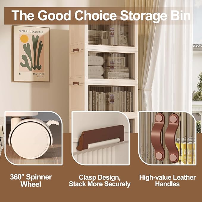 SAILUN 153Gal/614Qt Stackable Storage Bins Folding Collapsible Storage Bins with a Lid, Closet Organizers and Storage,White 27.6" W x 17" D x 75.6" H