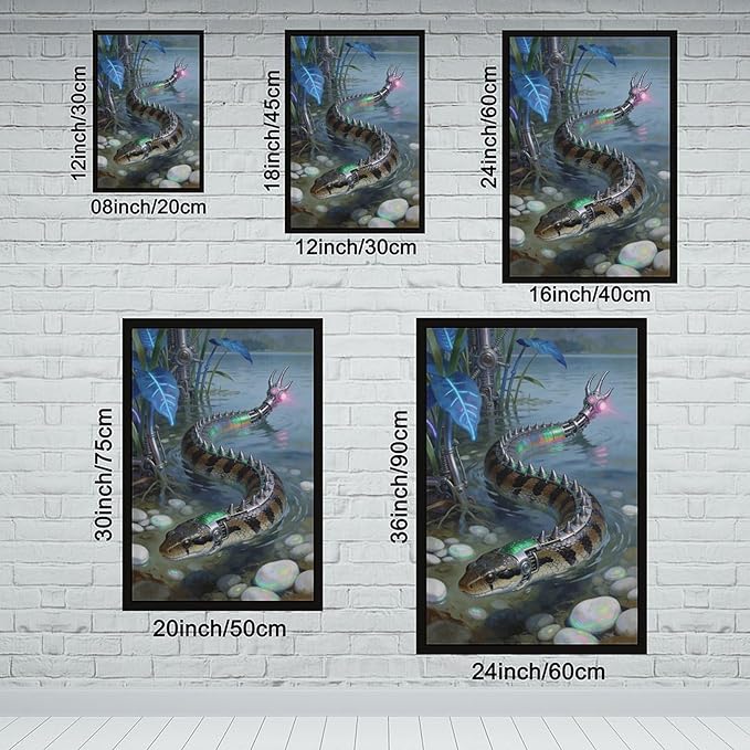 Framed Futuristic Nature Wall Art for Modern Living Room Creative Sci Fi Style Interior Decor 12x18in