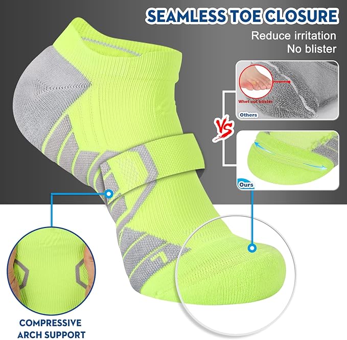 Hylaea Athletic Running Socks Cushion Padded Moisture Wicking Low Cut