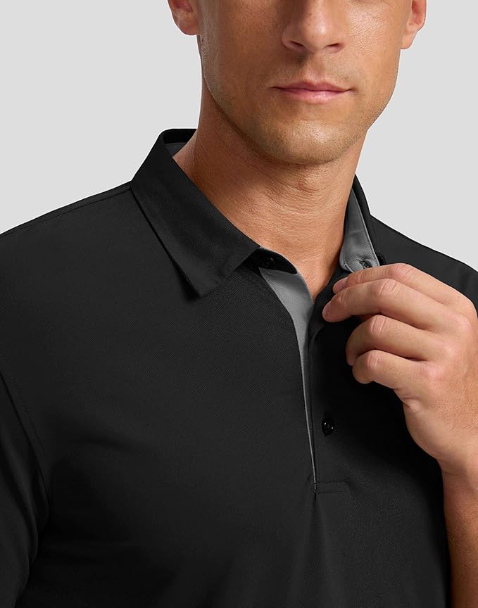 Men's Golf Shirts Dry Fit Moisture Wicking Performance Short Sleeve Collared Polo Shirts for Casual Athletic Business