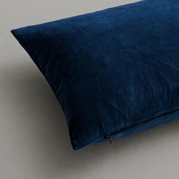 MIULEE Velvet Throw Pillow Covers 14x14 Inch Pack of 2 Dark Blue | Soft Solid Small Decorative Pillow Covers, Modern Luxury Home Decor, for Couch Chair Sofa Bedroom Livingroom Car