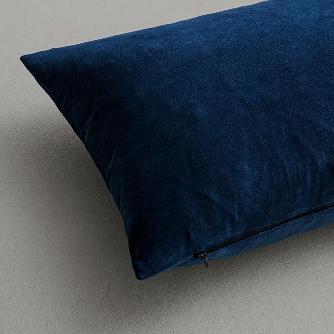 MIULEE Velvet Throw Pillow Covers 22x22 Inch Pack of 2 Dark Blue | Soft Solid Decorative Pillow Covers, Modern Luxury Home Decor, for Couch Chair Sofa Bedroom Livingroom