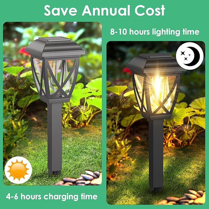 Derynome Solar Lights Outdoor, 10 Pack Waterproof Solar Pathway Lights for Outside, Outdoor Light for Garden, Yard, Patio, Landscape, Planter, Walkway Decor