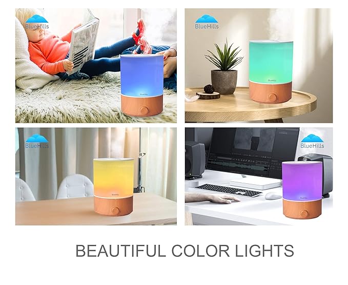BlueHills Premium Set of Two Large 4000 ML and 2000 ML XL Essential Oil Diffusers Humidifier Combo for Large Room Home with Décor LED Lights Great Gift – Value Pack of Wood Grain and Dark Wood Grain.