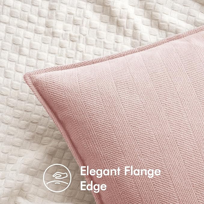 MIULEE Pack of 2 Pink Decorative Chenille Pillow Covers 20x20 Inch | Soft Couch Throw Pillows,Farmhouse Cushion Covers with Elegant Design for Sofa,Bedroom,Living Room,Spring Home Decor