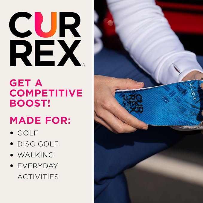 currex GolfPro Insoles for Golf Shoes – Arch Support Inserts to Improve Balance, Stability, Comfort & Performance, Help with Foot & Heel Pain Relief – for Men & Women – High Arch, XS