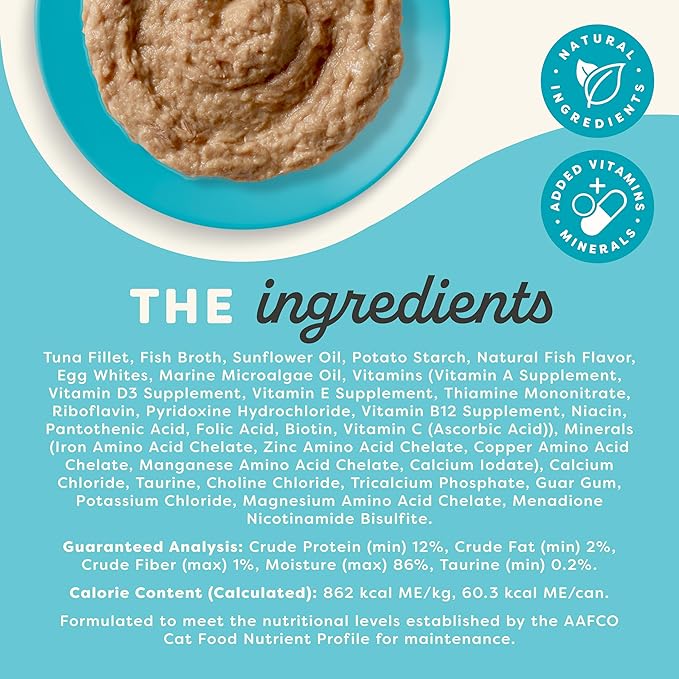 Applaws Vitality Wet Cat Food Paté, Natural Canned Cat Food, Wet Food for Cats with Added Vitamins and Minerals, Grain Free, Carrageenan Free, Tuna Fillet (24 Count, 5.5oz Cans)