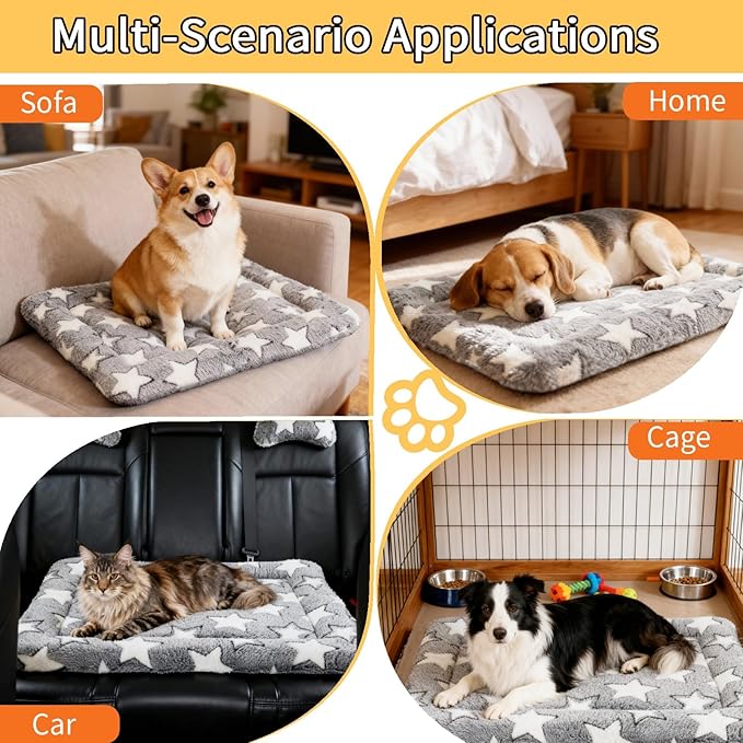 Dog Bed Mat - Soft Crate Pad for Kennel, Durable Pet Bed for Small Dogs & Cats - Comfort Support for Pet Crate, Cage, House