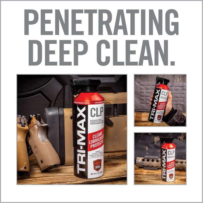 Real Avid Tri-Max 12oz CLP Gun Cleaning Oil - Long Lasting Gun Cleaner Spray w/Two-Position Nozzle Straw Excels in Extreme Temperatures