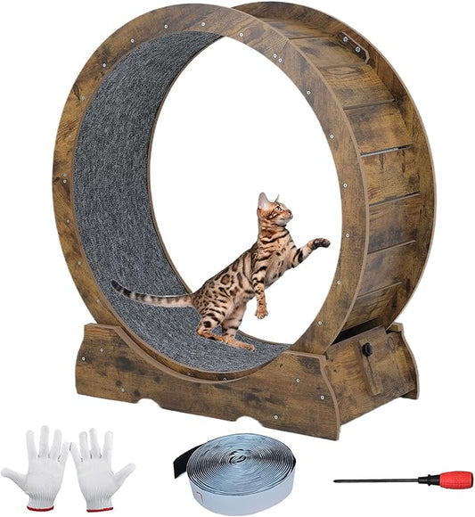 Cat Exercise Running Wheel Cat Treadmill Wheels for Indoor Cats Large (Rusty Brown, Medium)