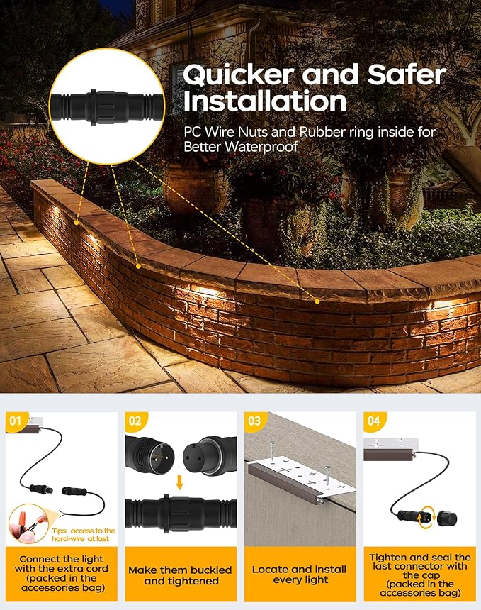 10 Pack 7 Inch Landscape Lighting, 2.5W Hardscape Step Lights 12V-36V AC/DC, Low Voltage Outdoor Step Lights, Retaining Wall Lights, IP67 Waterproof Pavers Lights 2700K