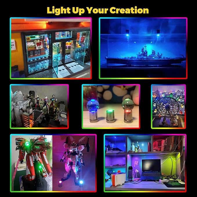 10 Pack Small Spotlight Battery Operated LED Lights, Warm White LED Wireless Miniature Spot Light for Artwork Painting,Jewelry Showcase Display,Closet,DIY Hand Craft (Multi-Color Changing)