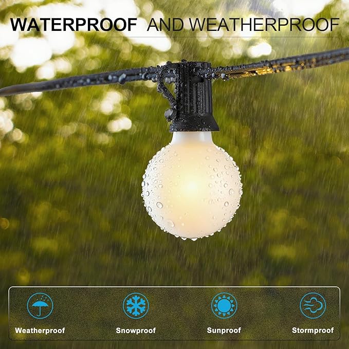 Lightdot 200FT Outdoor String Lights, LED Bistro String Lights with Shatterproof G40 Vintage Bulbs, 2200K Dimmable, Outside Hanging Light Waterproof for Porch,Garden, Backyard, Balcony- ETL Listed
