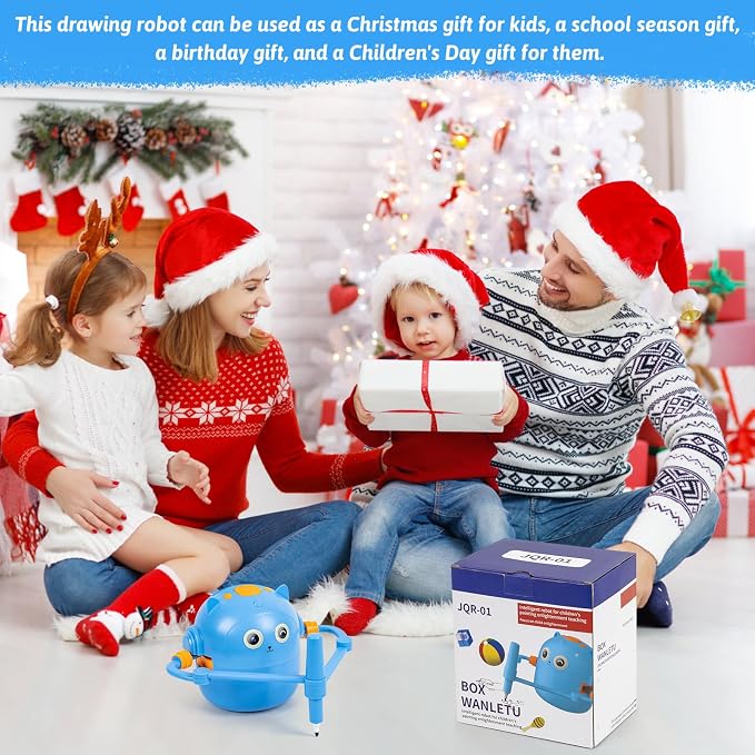 TREEFIA Drawing Robot for Kids, Drawing Robot for Kids 6 7 8 9 10 11 12 Year Old, Doodle Bot Toy with 100 Drawing Cards & 16 Color Pens for Girls and Boys