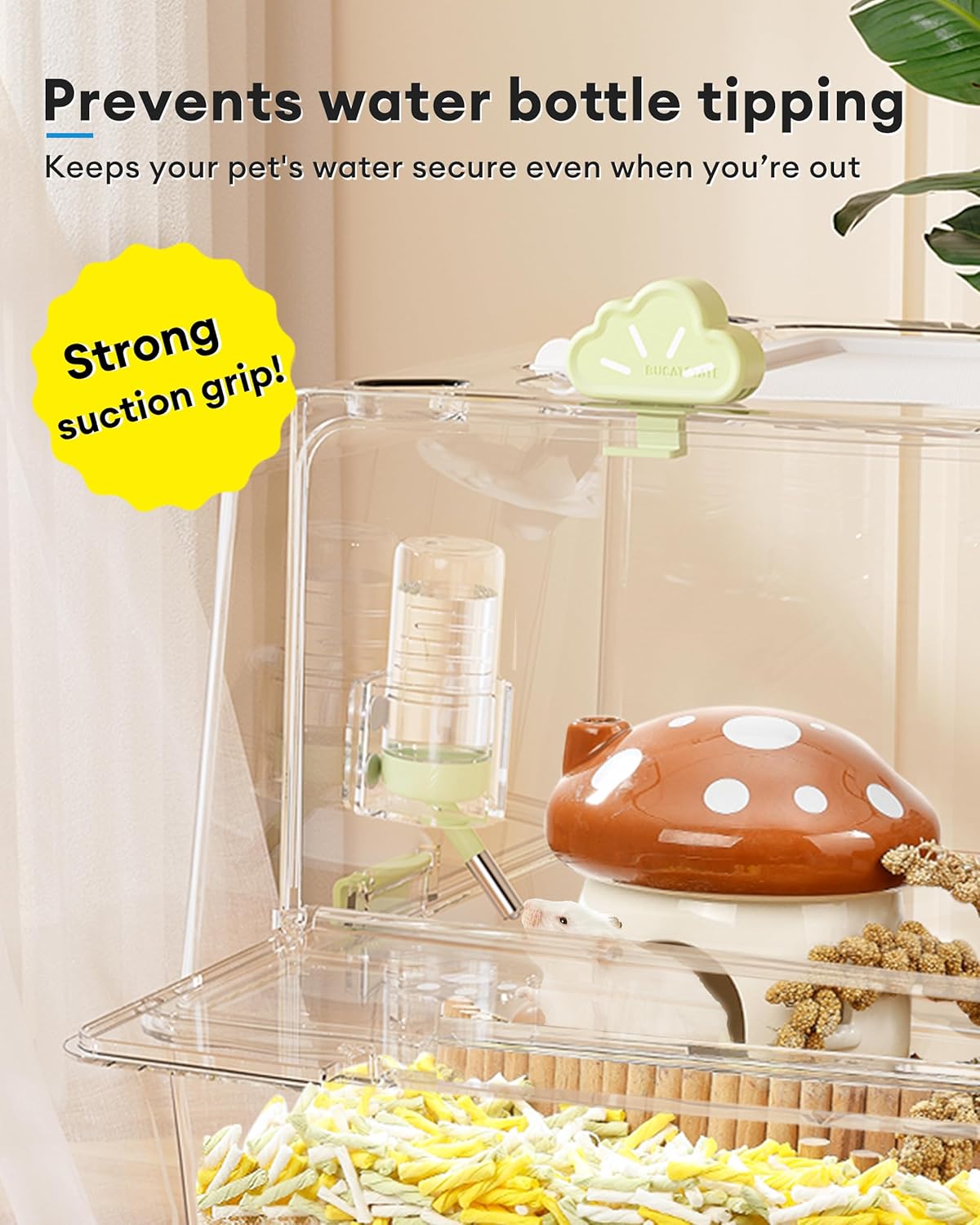 BUCATSTATE Hamster Water Bottles Holder with Magnetic, Drop-Resistant Water Bottle Stand with Adjustable Height, Fits Bottles up to Dia 2 inches, for Hamsters Small Pets (Only Water Bottle Holder)