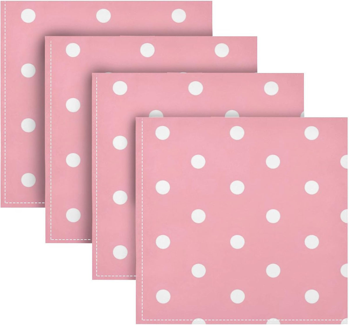 Kigai Cloth Napkins Set of 4 Dots on Pink Dinner Napkins 20x20 in, Washable & Reusable Fabric Table Napkin for Dining Parties Holiday, Eco-Friendly