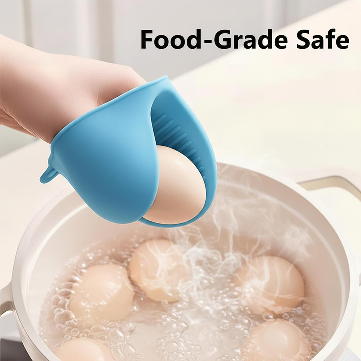 2 Pairs (Blue & Pink), Mini Silicone Oven Gloves, Mini Finger Protector Pot Holder for Kitchen,Cooking,Baking,BBQHeat Resistant Gloves，can be Washed in the Dishwasher