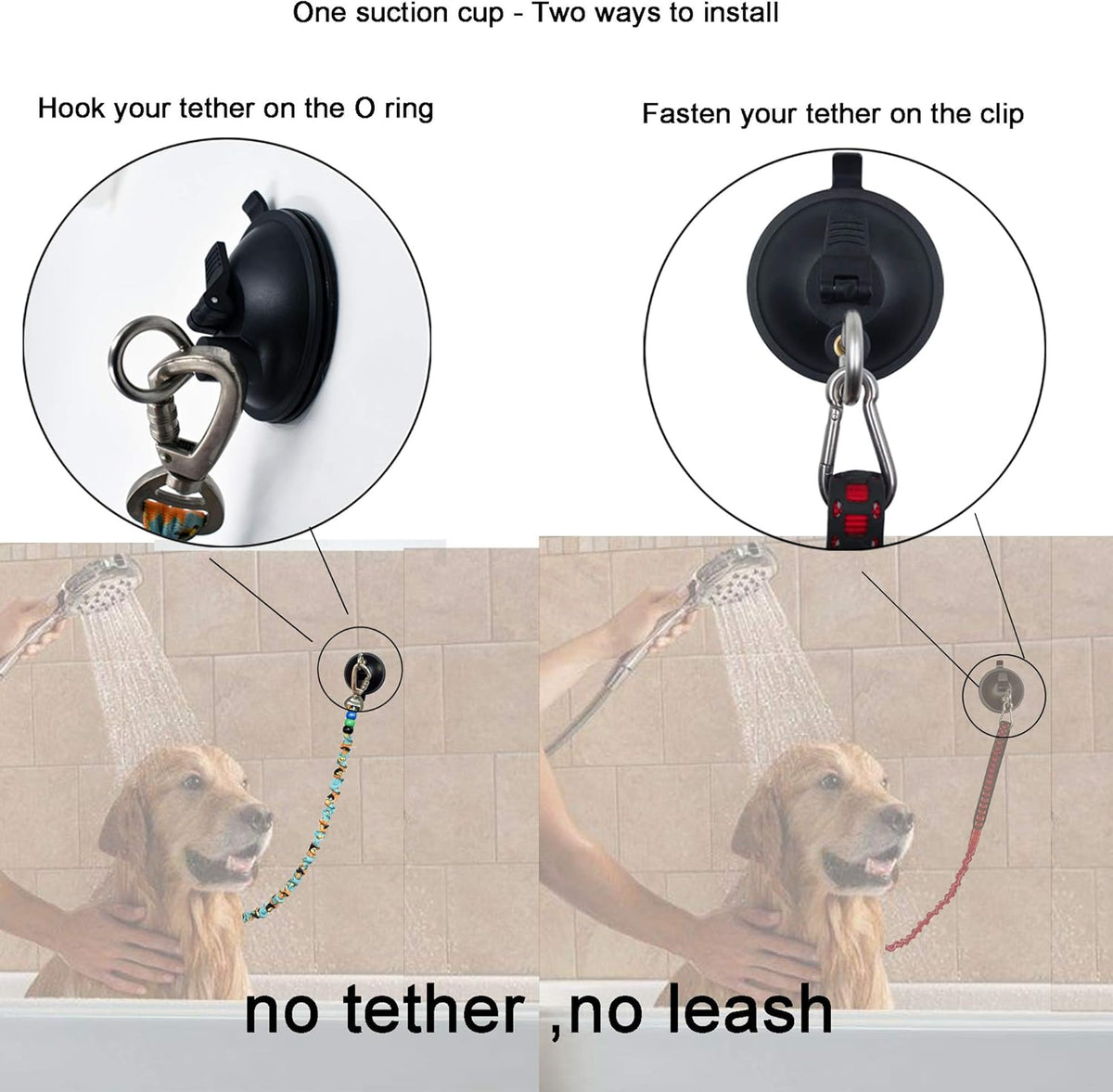 YYST Suction Cup Hook Cleat for Pet Dog & cat Bathtub, Shower & Bathing, Grooming Tether - No Leash