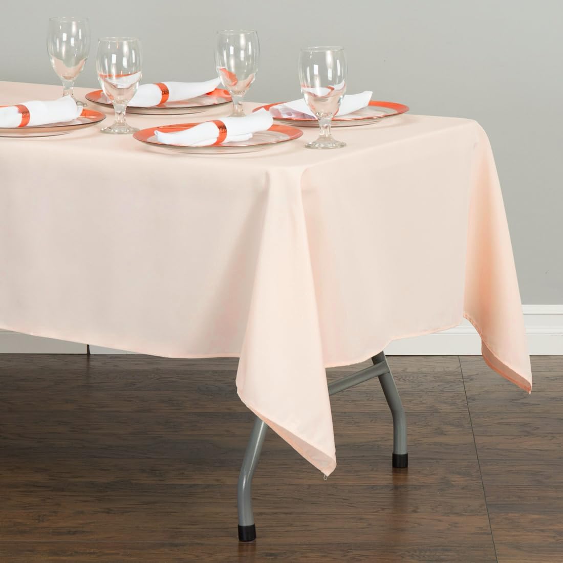 2 Pack Peach Rectangular Tablecloths 60 x 102 Inches for 6 Feet Rectangle Banquet Tables with Half-Drop - Stain and Wrinkle Resistant Polyester Fabric Cloth Table Covers for Party, Wedding
