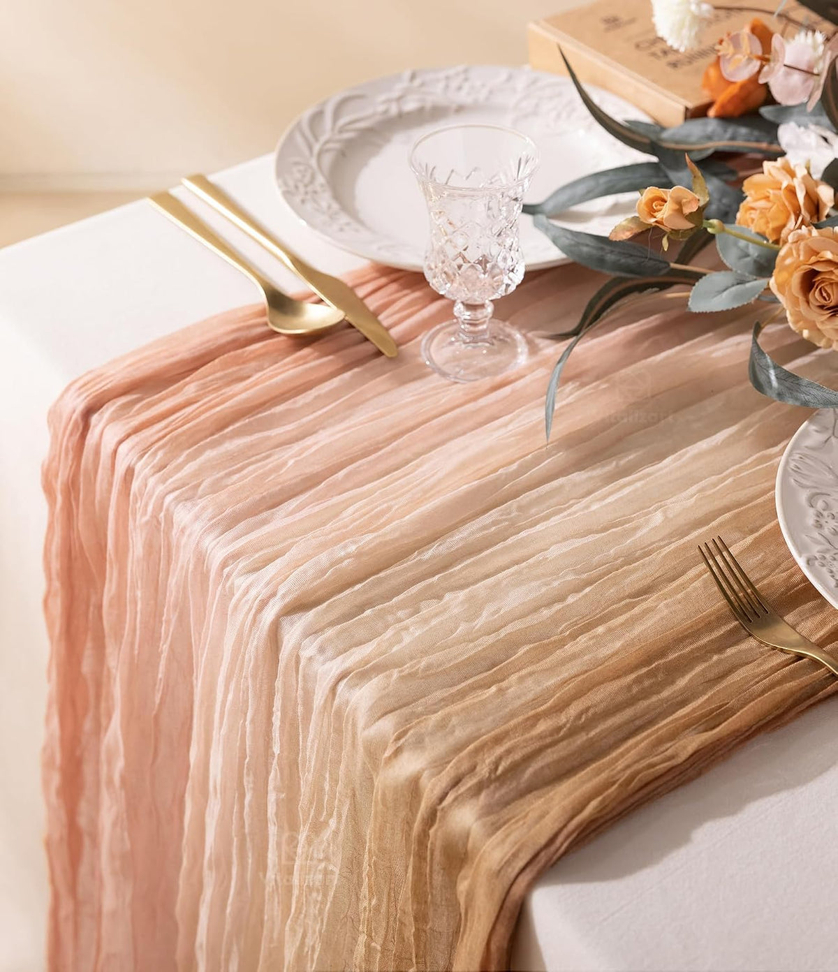 Cheesecloth Table Runner Pink Nude White 10ft Gauze Boho Rustic