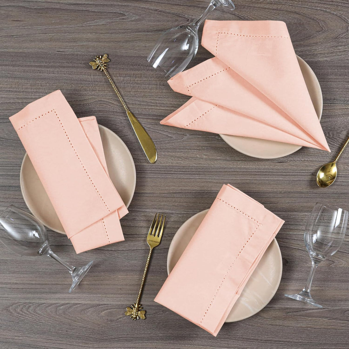 Peach Cotton Cloth Napkins, 18x18 in., 12-Pack