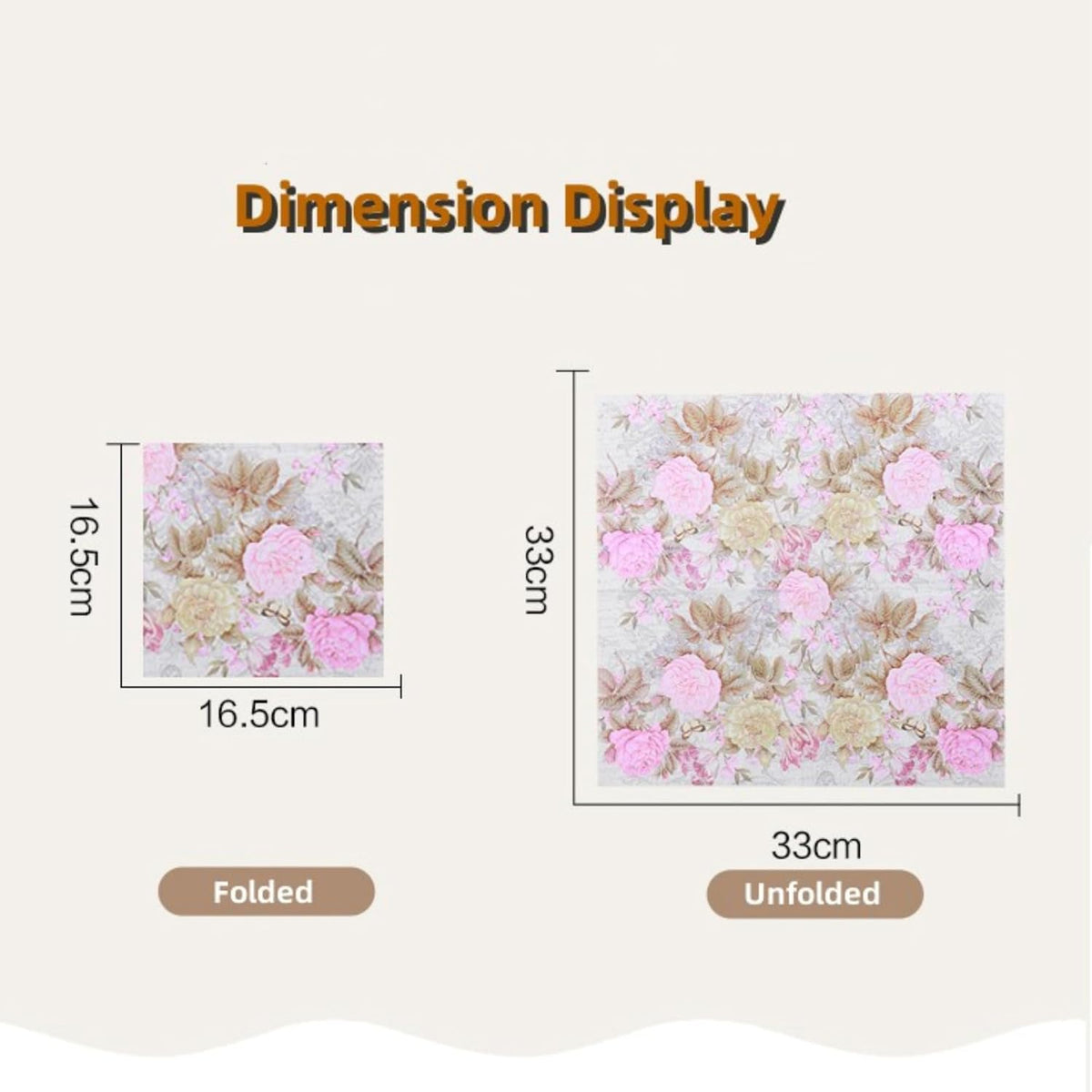 Pretty Printed Pink Floral Paper Napkins Disposable Decorative Paper Dinner Napkins Serviettes Paper Party Napkins with Designs 6.5x6.5 inch (20-Count)