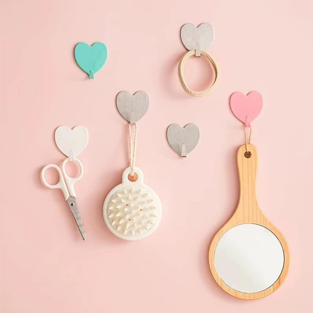 6 Pack Heart Wall Hooks, Kawaii Room Decor Hooks
