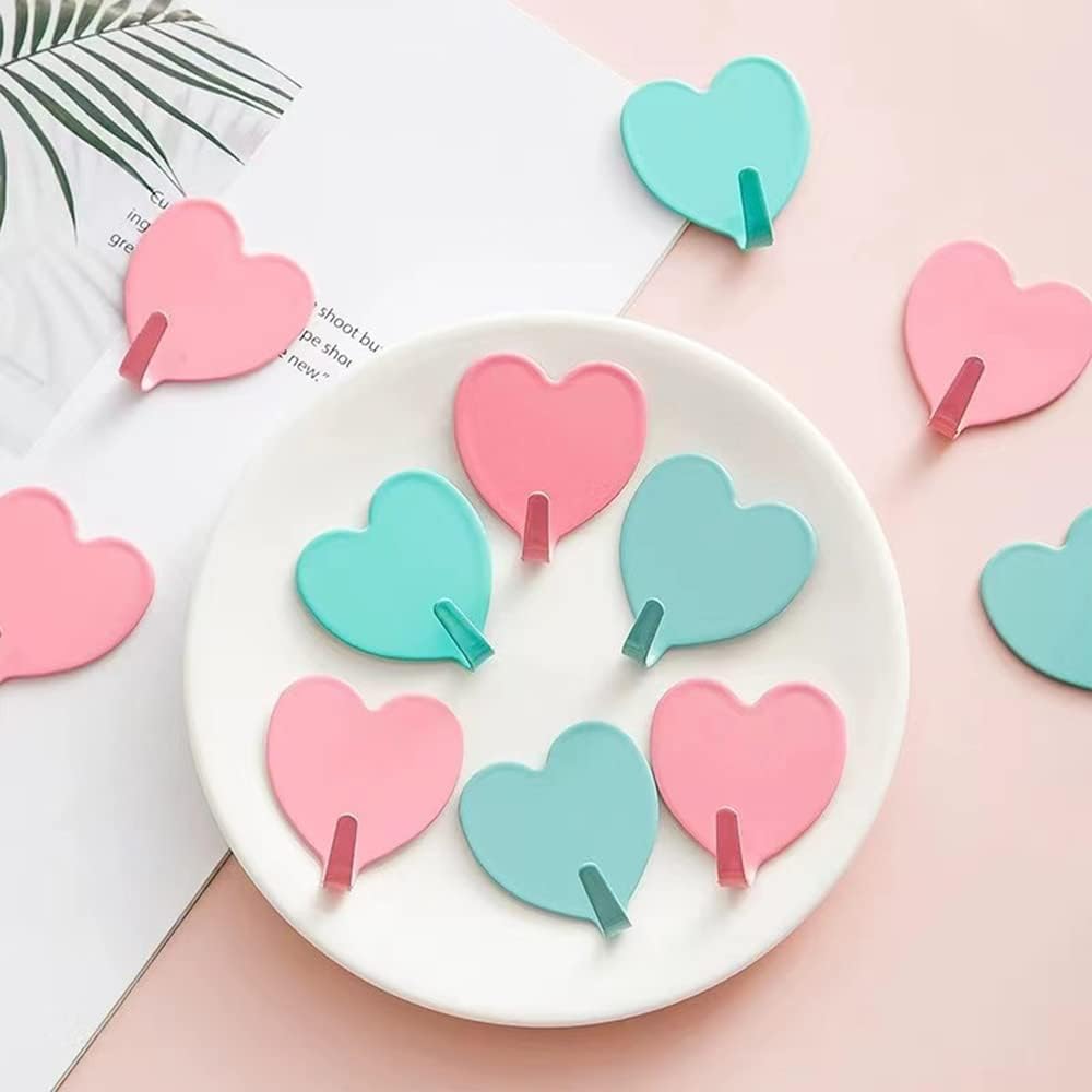 6 Pack Heart Wall Hooks, Kawaii Room Decor Hooks
