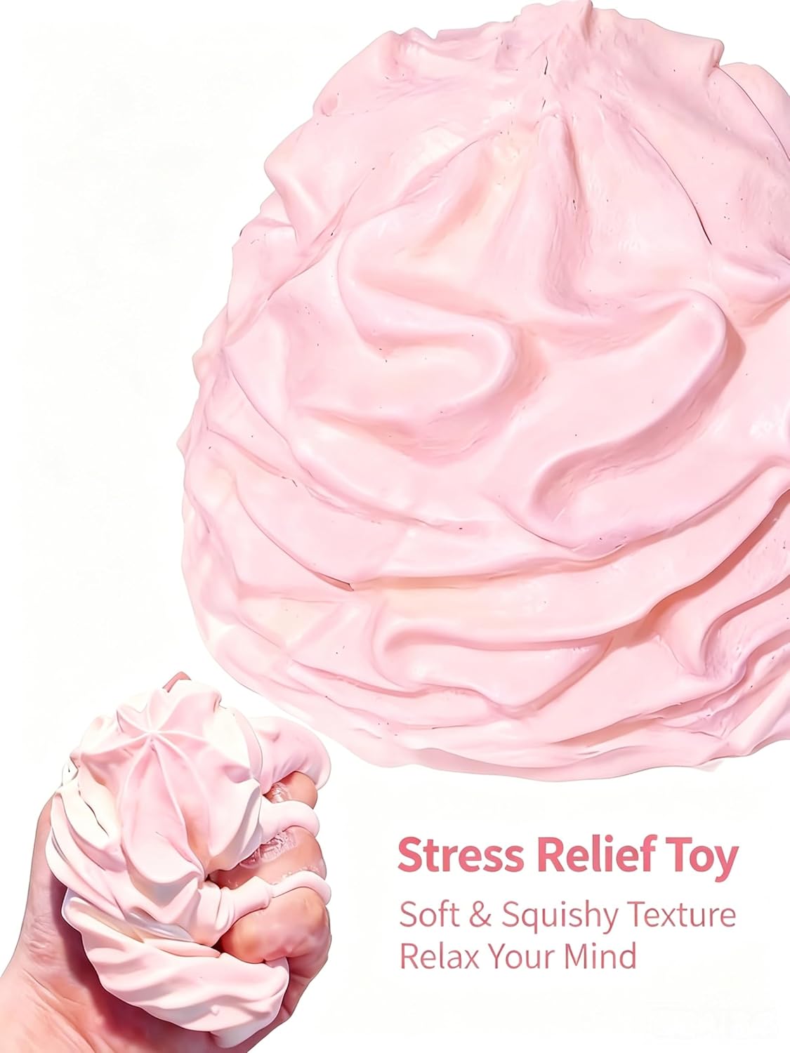 Squishy Cream Roll Stress Relief Toy, Soft and Squeezable Fidget Ball for Home and Office Use (Pink, 2pcs)