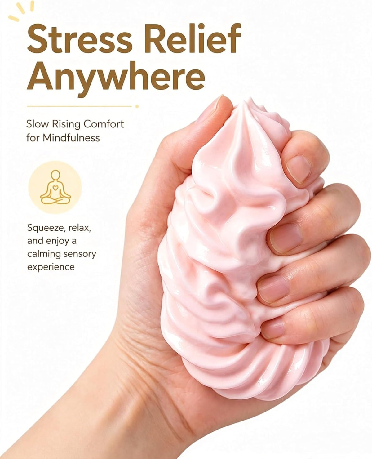 Squishy Cream Roll Stress Relief Toy, Soft and Squeezable Fidget Ball for Home and Office Use (Pink, 2pcs)