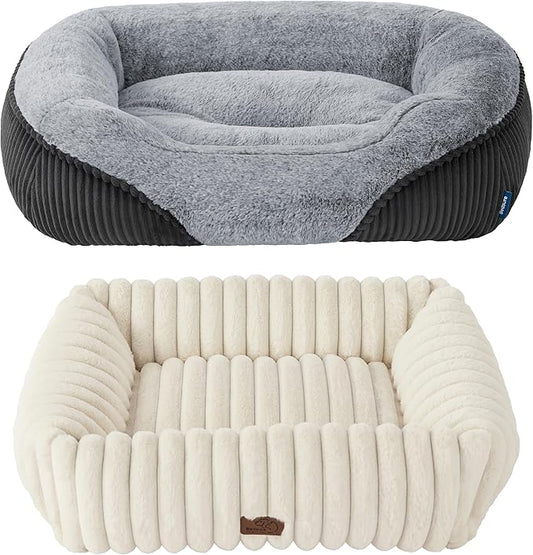 Bedsure Corduroy Fleece Dog Bed Medium Size Dog