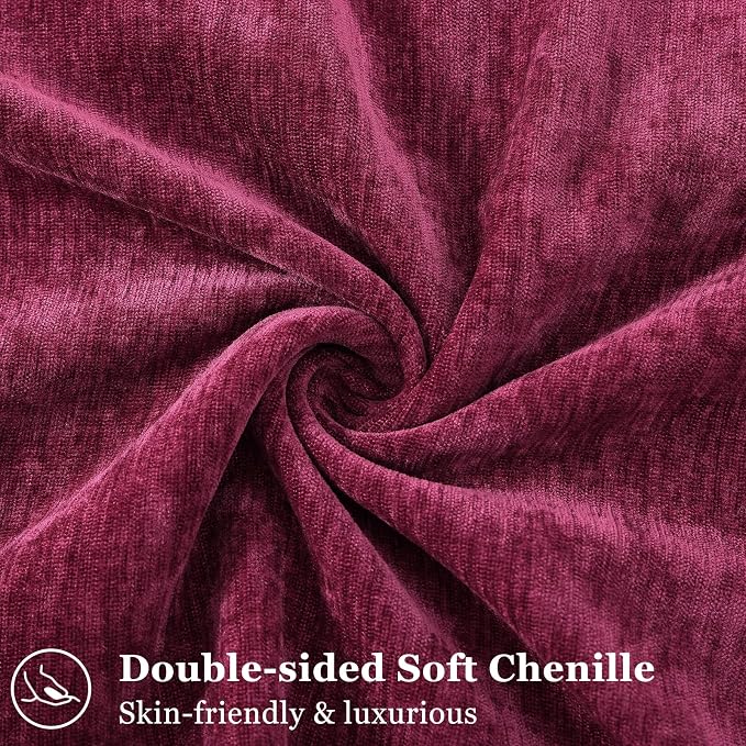 decorUhome Chenille Rhododendron Throw Pillow Covers 26x26 Set of 2 | Fall Soft Euro Sham Couch Decorative Modern Velvet Pillow Cases with Elegant Design for Sofa Bed Living Room Home Decor