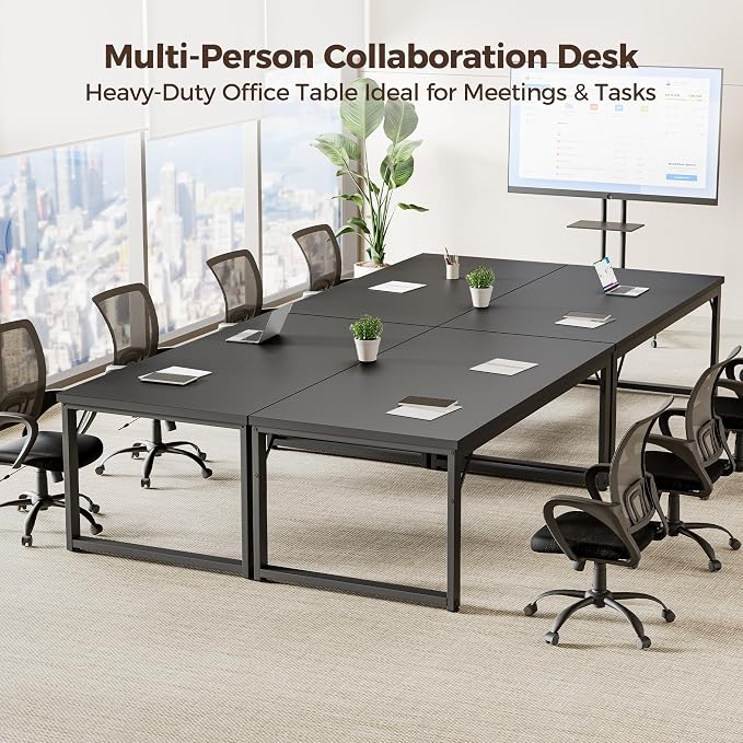 Mericonia 40 Inch Computer Desk, 1" Thick Small Office Table, Black | Modern Simple Style, Heavy Duty Industrial Frame, Small Study & Writing Table for Home Bedroom Work