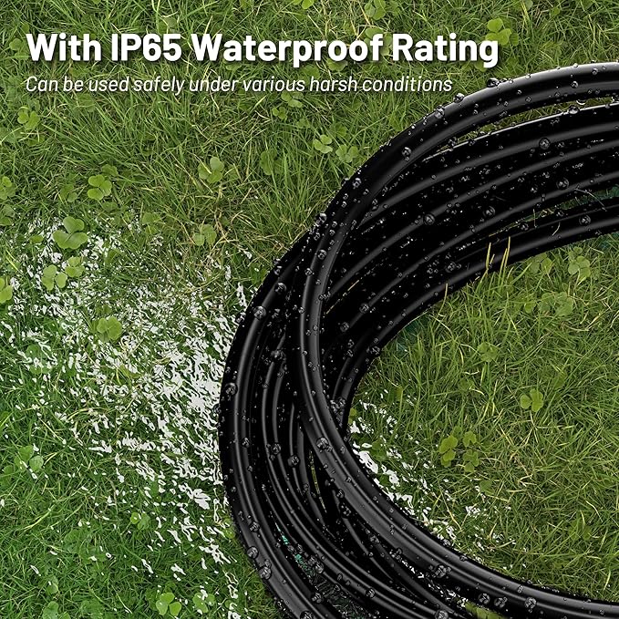 16/3 Black Indoor Outdoor Extension Cord 25 Ft 2 Pcs Waterproof, Extension Cord with 3 Prong,13A 1625W 16AWG SJTW, Flexible Weatherproof Power Cable for Offices, Gardens and Lawns