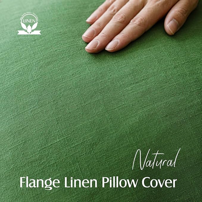 Foindtower Pack of 2, Decorative Linen Solid Throw Pillow Covers Soft Accent Euro Cushion Case Boho Farmhouse Pillowcase for Chair Couch Sofa Bedroom Living Room Home Decor 22 x 22 Inch Forest Green