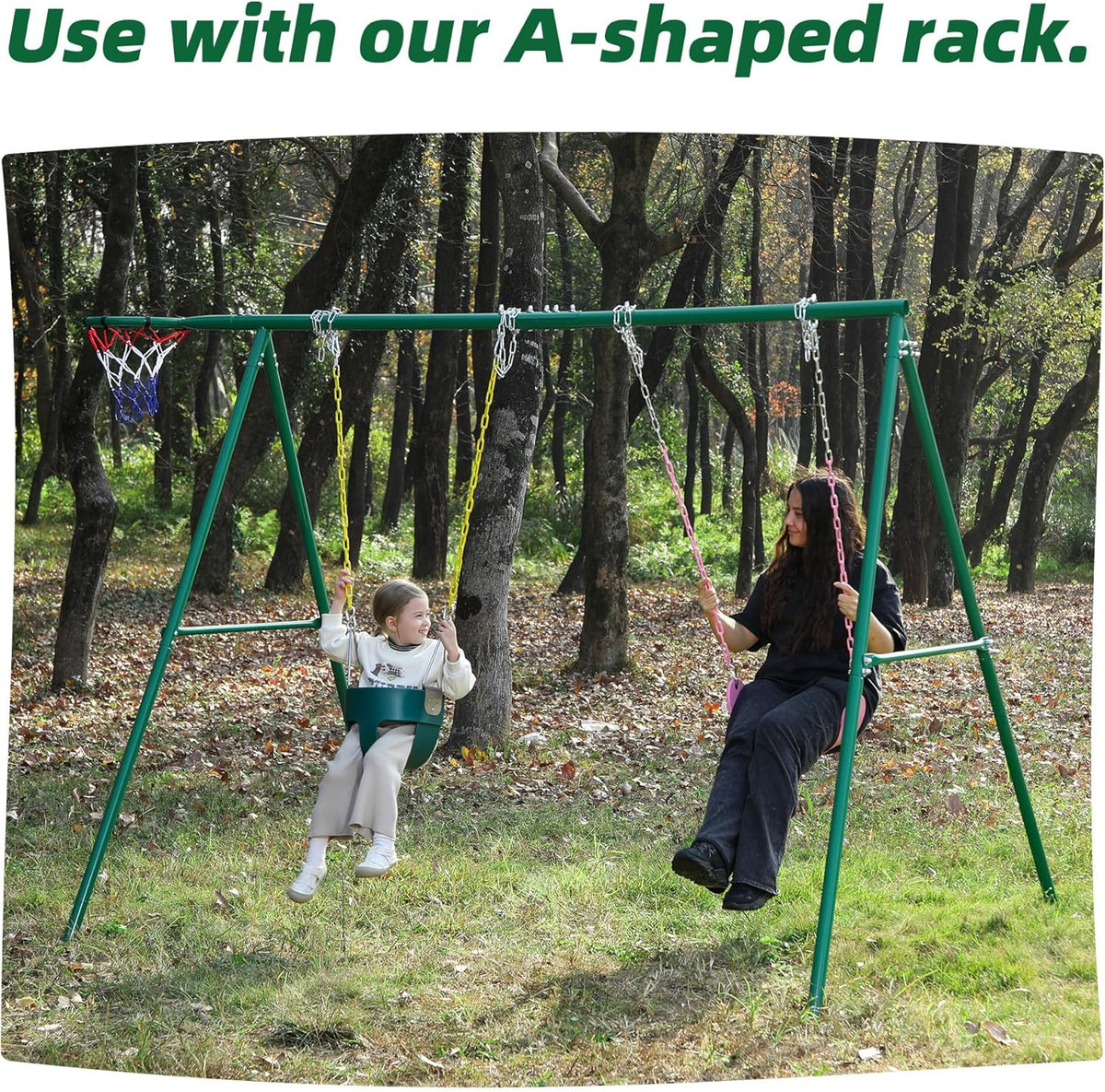 Skiennix High Back Toddler Swing Seat - Fully Assembled with Yellow Coated Chains | Safe & Durable
