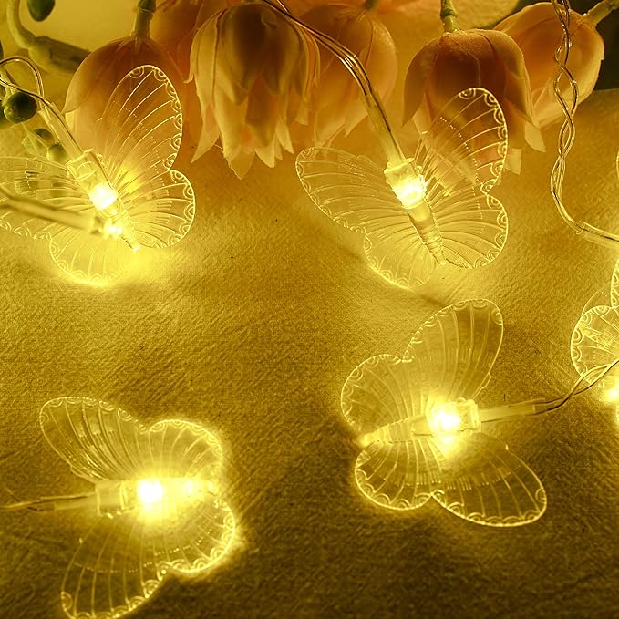 Butterfly Curtain Fairy Lights USB Plug in,8 Modes 120 LED 19.7FT Firefly Twinkle Timer String Lights with Remote, Waterproof Copper Wire for Bedroom Patio Christmas Wedding Party Dorm(Warm White)