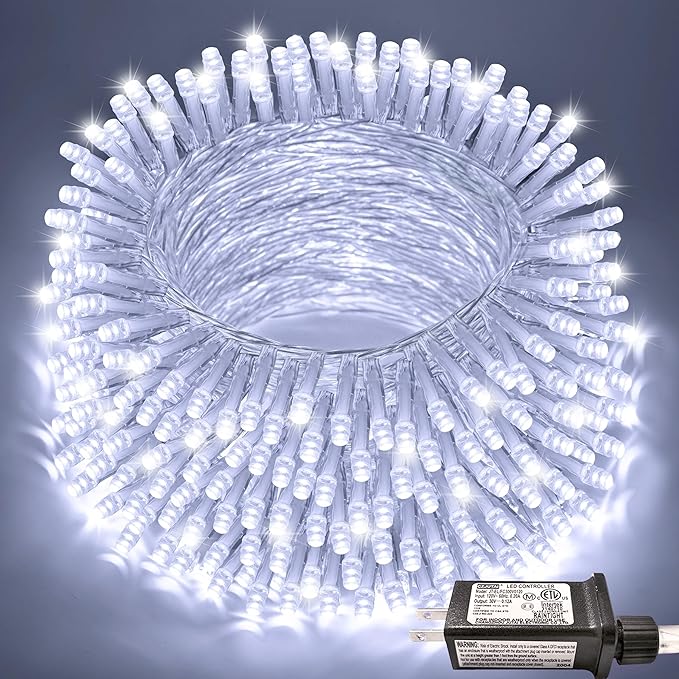 JMEXSUSS 66ft 200 LED White Christmas Lights Indoor Outdoor, Connectable String Twinkle Lights Outdoor Clear Wire Plug in for Bedroom House Fireplace Christmas Tree Decoration