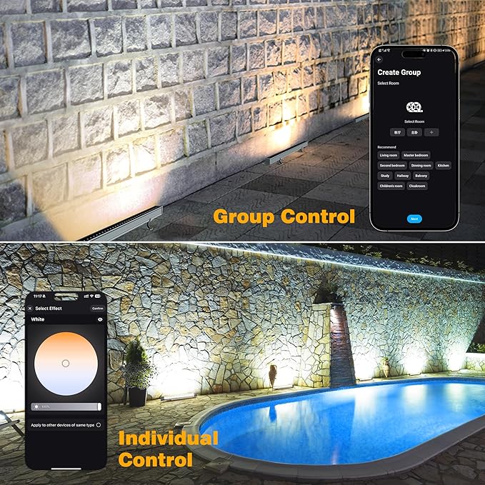 Linkable LED Wall Washer Light Dimmable 1-100% Via APP Control, 72W 2700-6500k 6CCT Linear Flood Light Bar with RF Remote, 120V Waterproof Landscaping Spotlights Outdoor