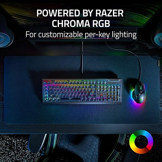 Razer BlackWidow V4 X Mechanical Gaming Keyboard, Yellow Switches, Black | Linear & Silent Switches, 6 Dedicated Macro Keys, Chroma RGB, Doubleshot ABS Keycaps, Roller & Media Controls, Snap Tap