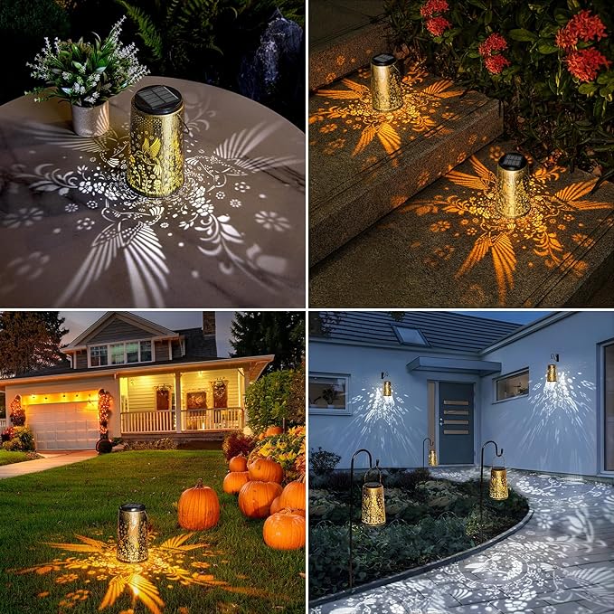 2 Pack Solar Lanterns Outdoor Waterproof, Hummingbird Hanging Solar Lights for Outside, Garden Decor for Yard Patio Pathway Porch, Christmas Birthday Mothers Day Gifts for Women Mom Grandma