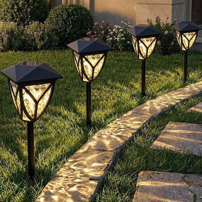 Ensenior Solar Lights Outdoor, 3000K LED Solar Garden Lights for Pathway Yard Patio Walkway Planter Walkway Landscape Lighting, IP65 Waterproof, Energy-Efficient Landscape Lighting, 8-Pack