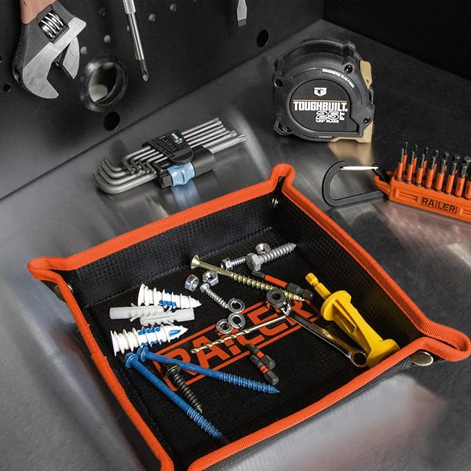 Railer MagMat Tray – Magnetic Tool Mat & Parts Tray – 10x10 Flexible Magnetic Mat Holds 17 lbs – Heavy Duty Magnet Pad for Mechanics – Non-Slip Magnetic Work Mat & Tool Pad for Auto Repair