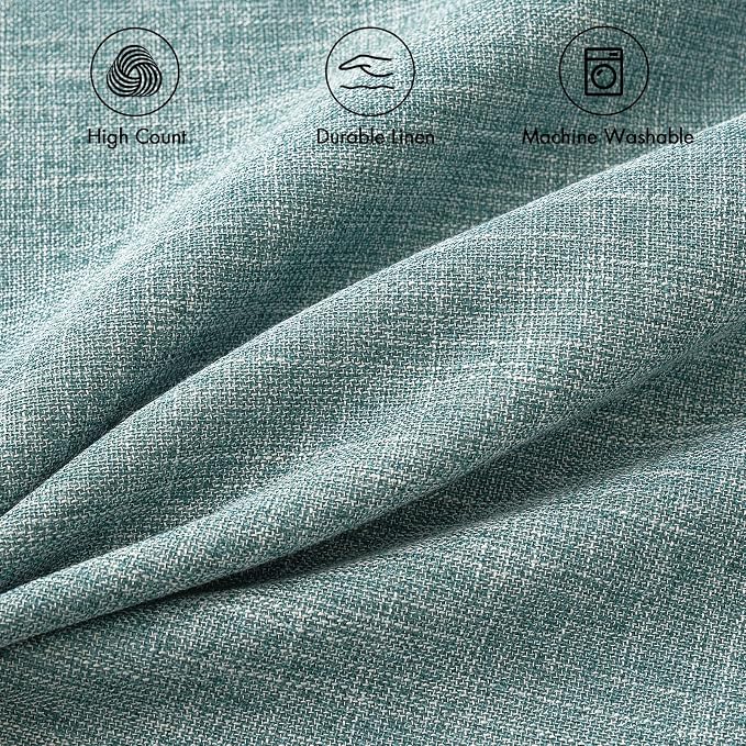 MIULEE Pack of 2 Decorative Linen Burlap Coastal Pillow Covers Farmhouse Boho Accent Pillowcases for Sofa Car Couch Bedroom Living Room Decor 20x20 Inch Teal