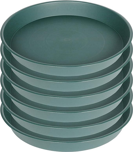 6 Pack of 7 inch Plant Saucer, Heavy Duty Plastic Plant Water Tray 7 inch Round, Flower Plant Saucers for Indoors No Holes, Plant Dishes Saucer for Planter 7"/8" (7", Green)