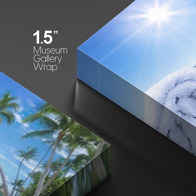 wall26 Canvas Print Wall Art White Massage Stones on Vibrant Beach Nature Floral Photography Realism Tropical Landscape Colorful Multicolor for Living Room, Bedroom, Office - 12"x18"