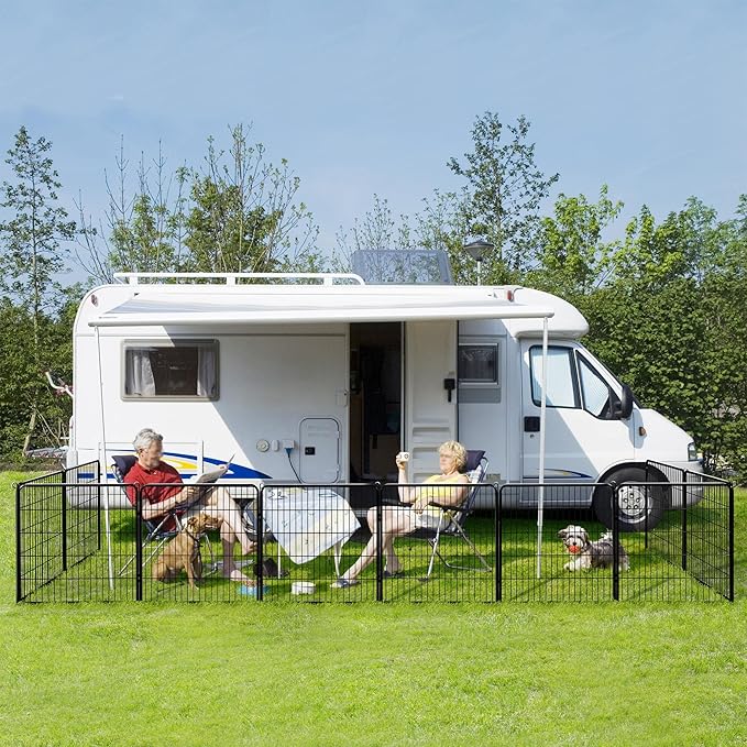 Yaheetech Dog Playpen Outdoor, 32 inch 32 Panels Dog Pen Indoor Heavy Duty Puppy Exercise Pen Metal Pet Fence for RV Camping/Yard/Garden