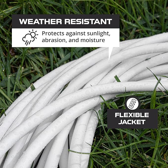 Iron Forge Cable 2 Pack Weatherproof 15 Ft Outdoor Extension Cord - 16/3 SJTW Heavy Duty White Extension Cord 3 Prong - 13 Amp Exterior Power Cable