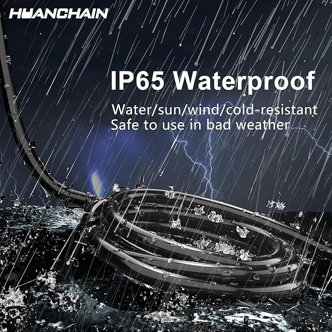HUANCHAIN Indoor Outdoor Black Extension Cord 20 ft Waterproof, 16/3 Gauge Flexible Cold-Resistant Appliance Extension Cord Outside, 13A 1625W 16AWG SJTW, 3 Prong Electric Cable, ETL